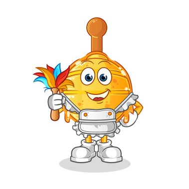 Ahşap ballı kraliçe hizmetçi maskotu. çizgi film vektörü