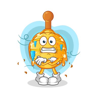 Tahta ballı şeker, soğuk bir illüstrasyon. karakter vektörü