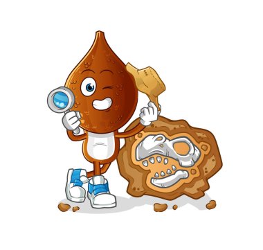 Fosil maskotlu yılan başlı çizgi film arkeologları. çizgi film vektörü