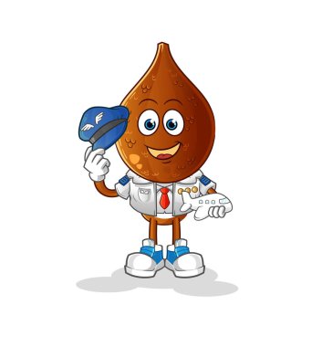 Yılan meyvesi kafalı çizgi film pilot maskotu. çizgi film vektörü