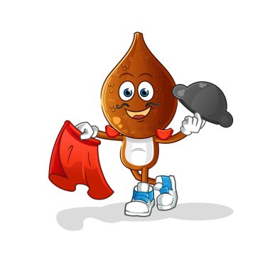 Kırmızı bez resimli yılan meyveli matador. karakter vektörü