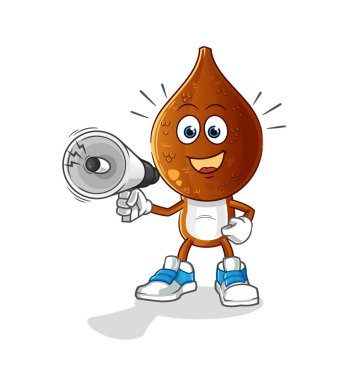 Yılan meyvesi çizgi filmi hoparlör vektörüyle el ele tutuşuyor. çizgi film karakteri