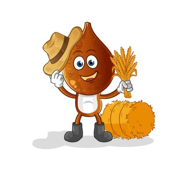 Yılan başlı çizgi film çiftçisi maskotu. çizgi film vektörü