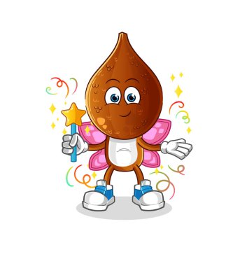 Yılan başlı kanatlı ve sopalı çizgi film perisi. çizgi film vektörü