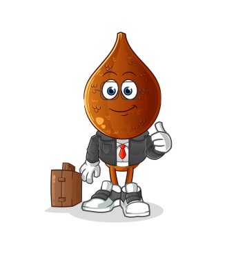 Yılan meyvesi kafalı çizgi film ofis çalışanı maskotu. çizgi film vektörü