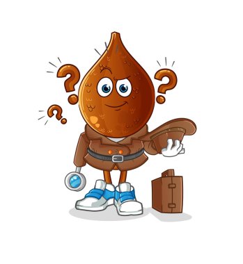 Yılan başlı çizgi film dedektifi vektörü. çizgi film karakteri