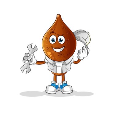 Yılan meyvesi kafalı mekanik çizgi film kahramanı. çizgi film maskotu vektörü