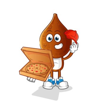 Yılan başlı çizgi film pizzacısı çocuk vektörü. çizgi film karakteri