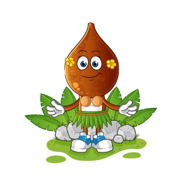 Yılan Meyvesi çizgi filmi Hawai 'li el sallayan karakter. çizgi film vektörü