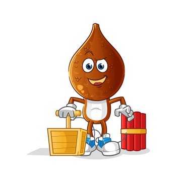 Elinde dinamit fünyesi olan yılan başı çizgi filmi. çizgi film vektörü