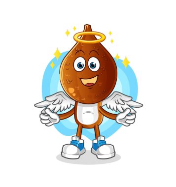 Kanat vektörlü yılan başlı çizgi film meleği. çizgi film karakteri