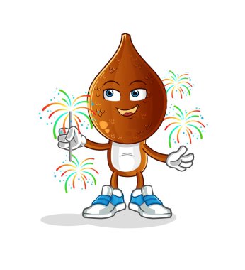 Havai fişek maskotlu yılan kafası çizgi filmi. çizgi film vektörü