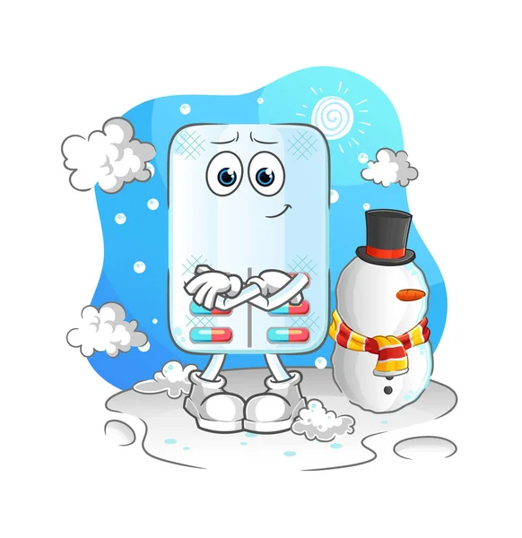 Medicine Cold Winter Character Cartoon Mascot Vector — Stock Vector