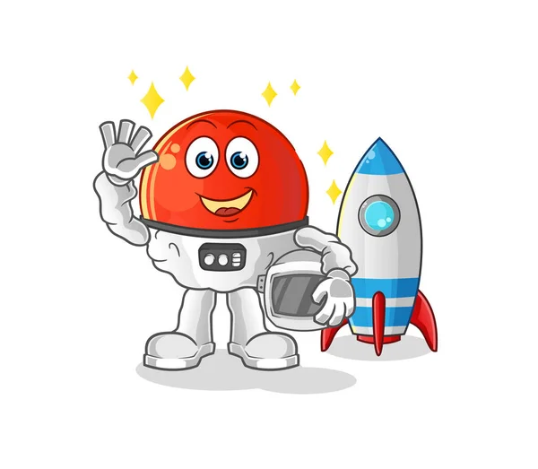 Turkish Flag Astronaut Waving Character Cartoon Mascot Vector — Stock Vector