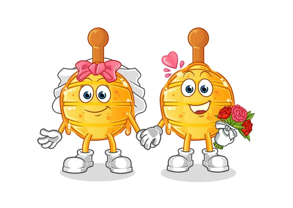 Ξύλινο Μέλι Dipper Γάμο Κινουμένων Σχεδίων Φορέας Μασκότ Κινουμένων Σχεδίων — Διανυσματικό Αρχείο