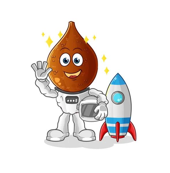 Cobra Fruta Cabeça Cartoon Astronauta Acenando Personagem Vector Dos Desenhos — Vetor de Stock