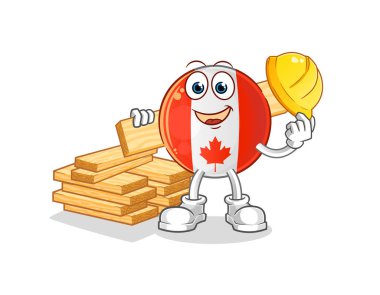 Kanada bayrak taşıyıcı vektörü. çizgi film karakteri