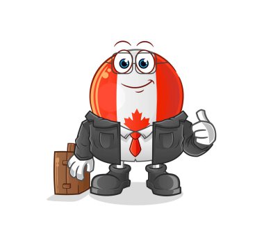 Kanada bayrağı ofis çalışanı maskotu. çizgi film vektörü
