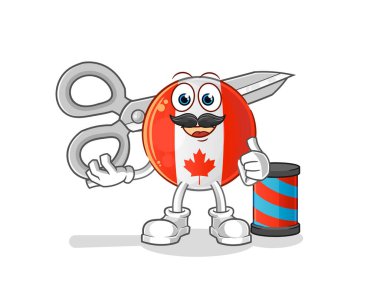 Kanada bayrağı berber çizgi filmi. çizgi film maskotu vektörü
