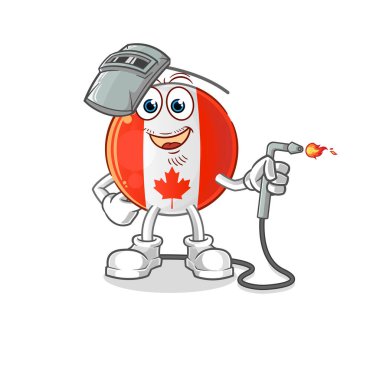 Kanada bayrak kaynakçısı maskotu. çizgi film vektörü