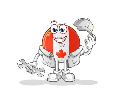 Kanada bayrağı mekanik karikatürü. çizgi film maskotu vektörü