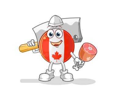 Kanada bayrağı Kasap illüstrasyonu. karakter vektörü