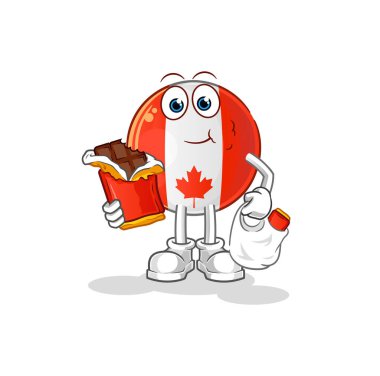 Kanada bayrağı çikolata maskotu yer. çizgi film vektörü
