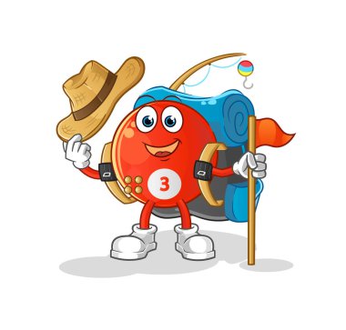 Kırmızı bilardo topu izci vektörü. çizgi film karakteri