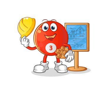 Kırmızı bilardo topu mimar çizimi. karakter vektörü