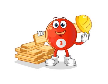 Kırmızı bilardo topu üreticisi vektörü. çizgi film karakteri