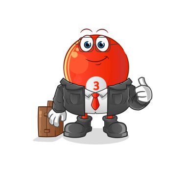 Kırmızı bilardo topu ofis çalışanı maskotu. çizgi film vektörü