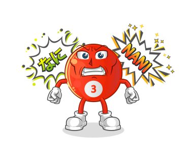 Kırmızı bilardo topu anime kızgın vektörü. çizgi film karakteri