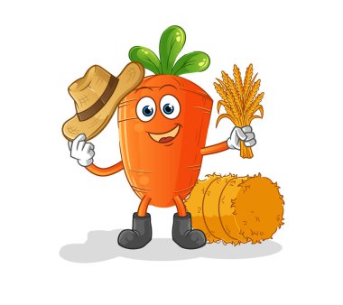 Havuç çiftçisi maskotu. çizgi film vektörü