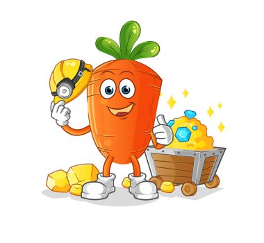 Altın karakterli bir havuç işçisi. çizgi film maskotu vektörü