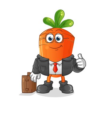 Havuç ofis çalışanı maskotu. çizgi film vektörü