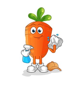 Havuç temizleyici vektör. çizgi film karakteri