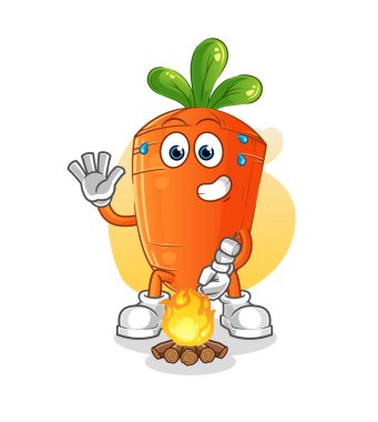 Kızarmış havuç marşmelovu. çizgi film maskotu vektörü