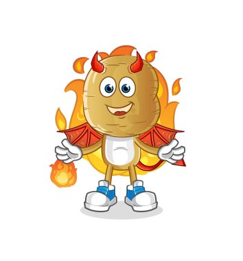 Patates kafalı çizgi film şeytanı, kanatlı karakter. çizgi film vektörü