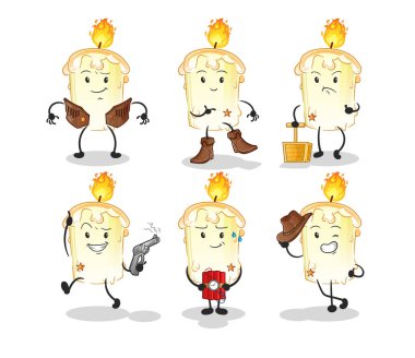 Mum kovboy grubu karakteri. çizgi film maskotu vektörü