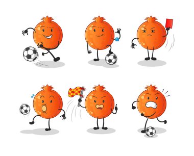 Nar futbol grubu karakteri. çizgi film maskotu vektörü