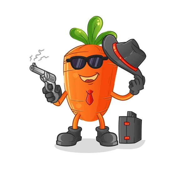 Mafia Des Carottes Avec Caractère Arme Vecteur Mascotte Dessin Animé — Image vectorielle