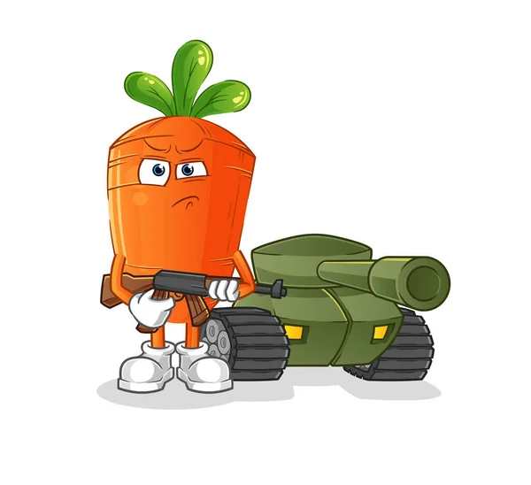 Soldado Cenoura Com Caráter Tanque Vetor Mascote Desenhos Animados —  Vetores de Stock