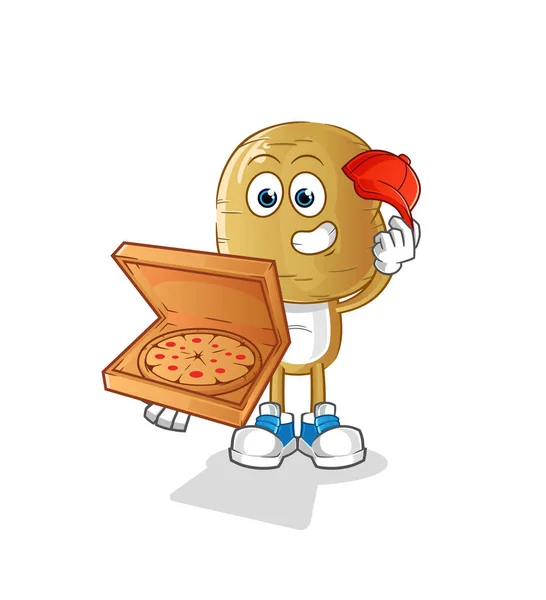 Karykaturalny Dostawca Pizzy Ziemniaczanej Postać Kreskówki — Wektor stockowy