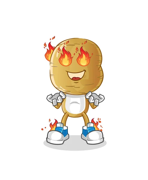 Potato Head Cartoon Fire Mascot Cartoon Vector — Stock Vector