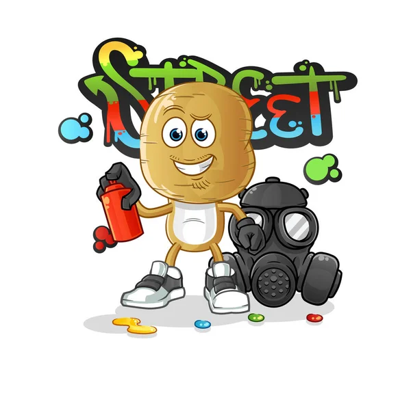 Potato Head Cartoon Graffiti Artist Vector Cartoon Character — Stock Vector