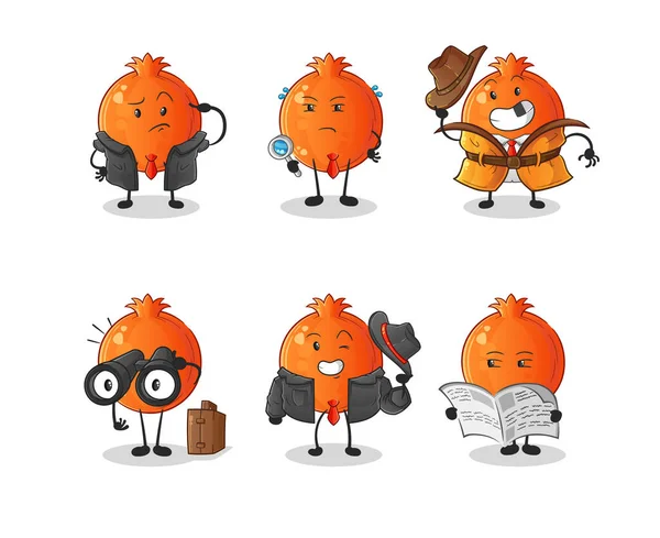 Personaje Del Grupo Detectives Granada Vector Mascota Dibujos Animados — Vector de stock