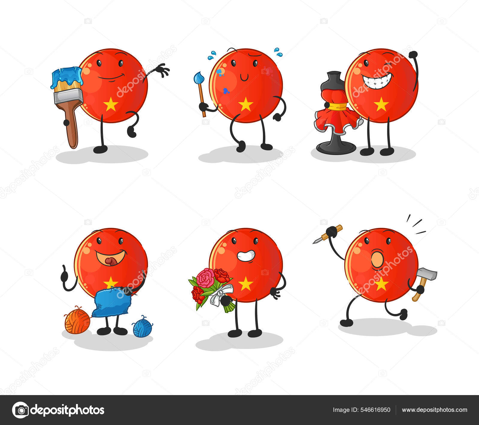Vietnamese Flag Artist Group Character Cartoon Mascot Vector Stock Vector Image by ©hariyusuf