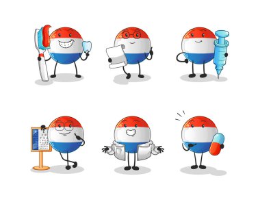 Hollandalı doktor grup karakteri. çizgi film maskotu vektörü