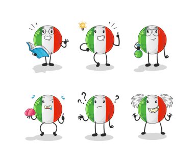 İtalyan bayraklı grup karakteri. çizgi film maskotu vektörü