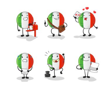 İtalyan bayrağı postacısı karakterini belirledi. çizgi film maskotu vektörü